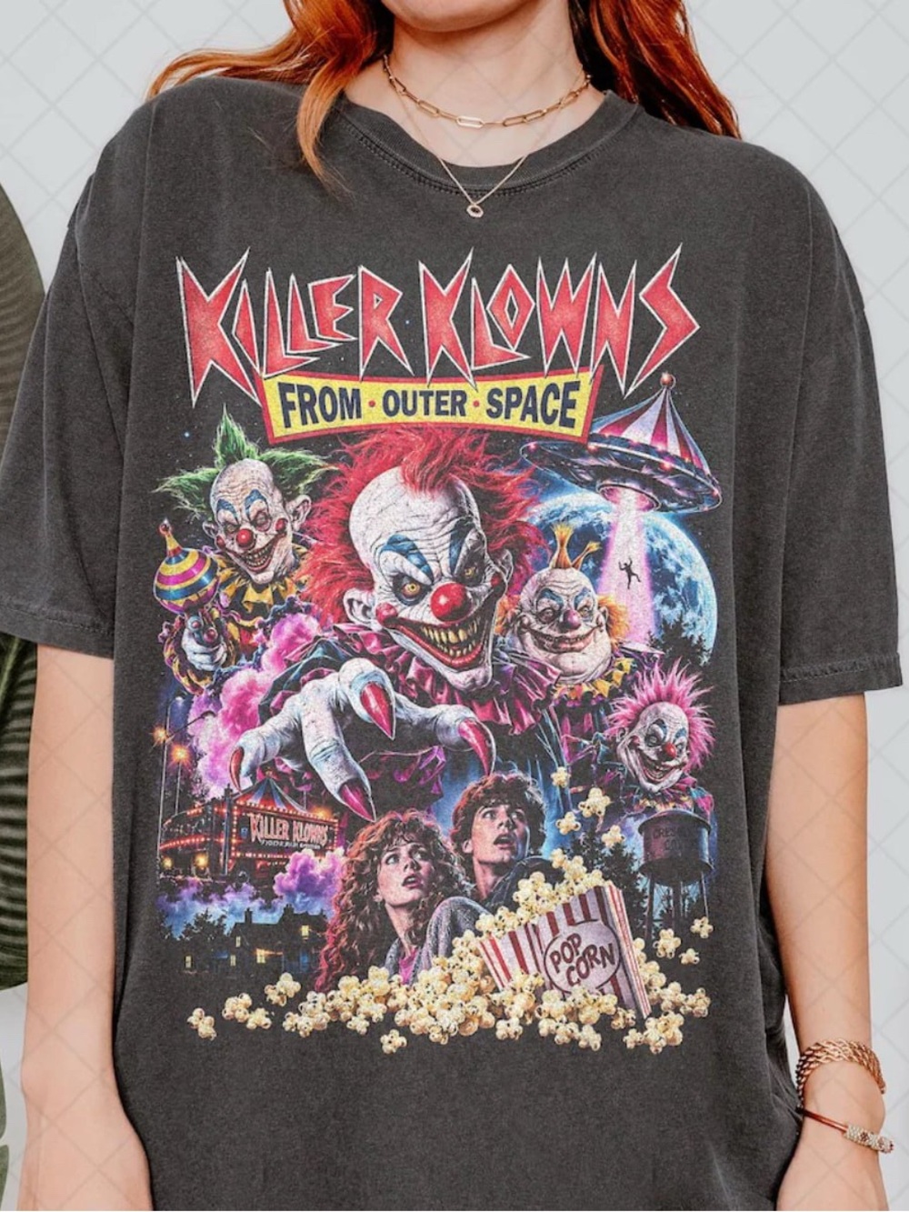 Comfort Color Killer Klowns From Outer Space Graphic Tee, Retro Horror Movie Tee